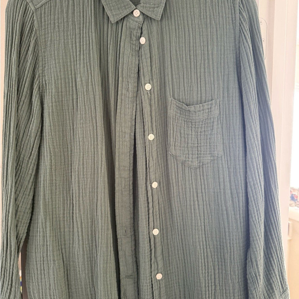 JCREW Green Textured Shirt